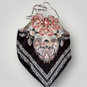 Black and Red Paisley Halter Top size Large